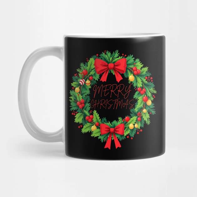 Merry Christmas Wreath by Creatifly Graphic Tees